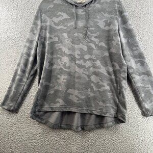 Jane And Delancey Gray Camouflage Hoodie Long Sleeve Shirt Size Large